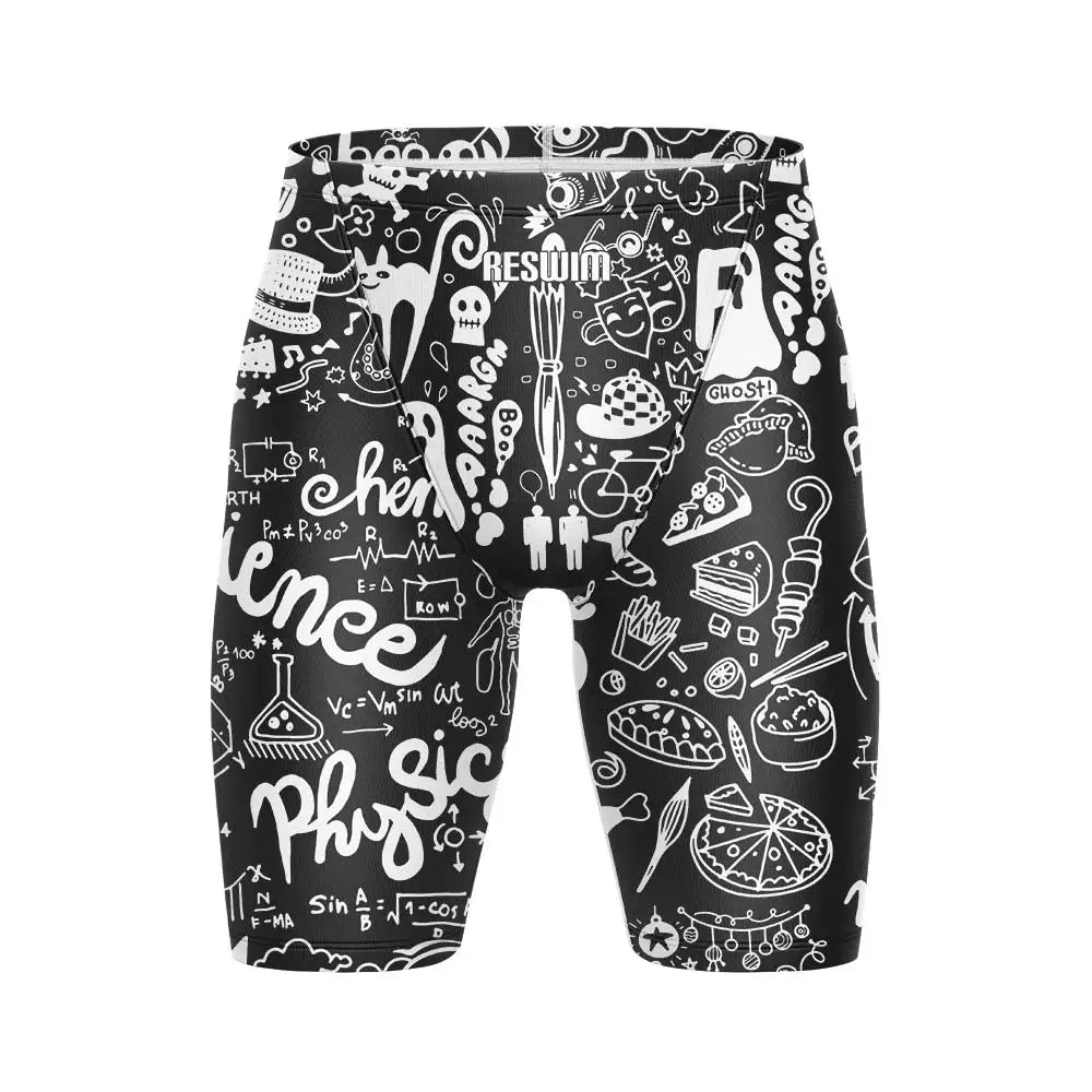 Summer Men's Swim Jammer Athletic Training Swimsuit Swimming Trunks Beach Pool Tights Shorts Quick Dry Running Surfing Pants