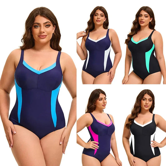 Plus Size Swimsuit Women's One Piece Swimsuit Block Color One Piece Bathing Suit Beach Outfit Sport Swim Suits