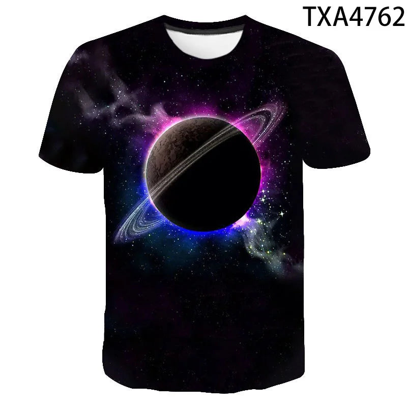 Cosmic Planet Space Galaxy 3d Printing Men's Ladies Children's Casual T-shirts Starry Cool Tops Fashion Street Light Sports