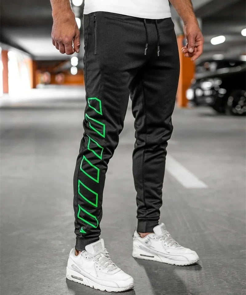Spring Autumn Zipper pocket Men pants Comfortable quick-dry sweatpants printing trousers Men Slim Fit casual Sports Pants