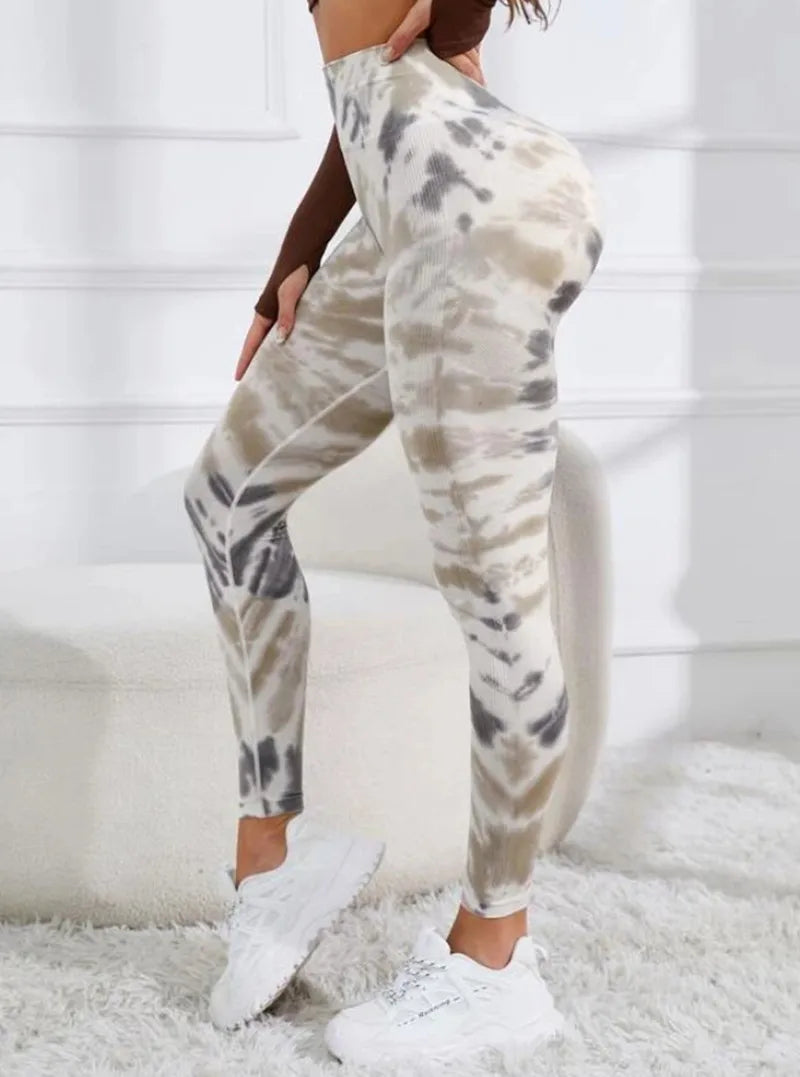 3D Print Tie Dye Sports Pants Women Seamless  Leggings High Waist Fitness Push Up Leggings Gym Clothing Workout Tights