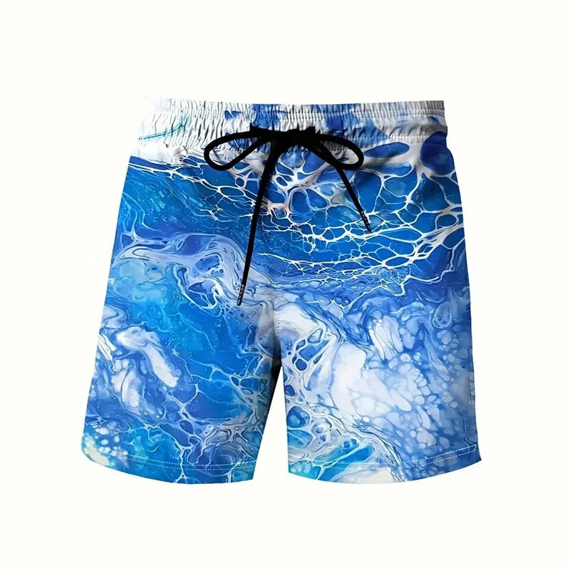 3D Printed Colorful Neon Short Pants For Men Dragon Landscape Pattern Beach Shorts Summer Casual Street Breathable Swim Trunks
