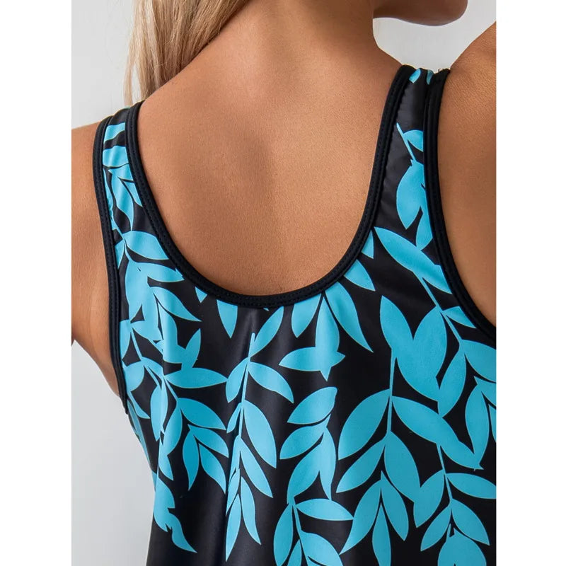 Leaf Print Swimsuits Tankini Set Female Two-piece Swimwear Beach Swim Wear Bathing Suits Pool Women's Swimming Suit