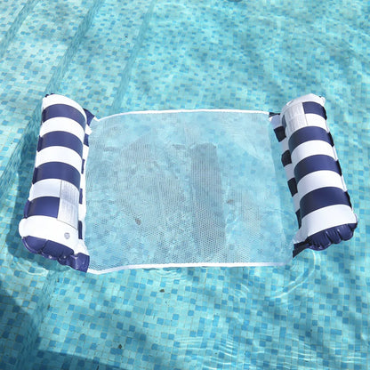 Foldable Striped Inflatable Lounge Chair, Suitable For Swimming Pool Parties And Beach Leisure Floating Beds With Net Backrest