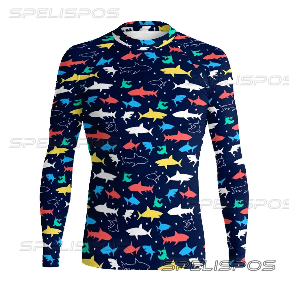 Men Long Sleeve Surfing Clothing UV Protection Water Sports Swimming Tops High-Elastic Diving Tight Swimwear