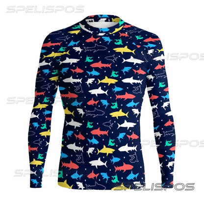 Men Long Sleeve Surfing Clothing UV Protection Water Sports Swimming Tops High-Elastic Diving Tight Swimwear