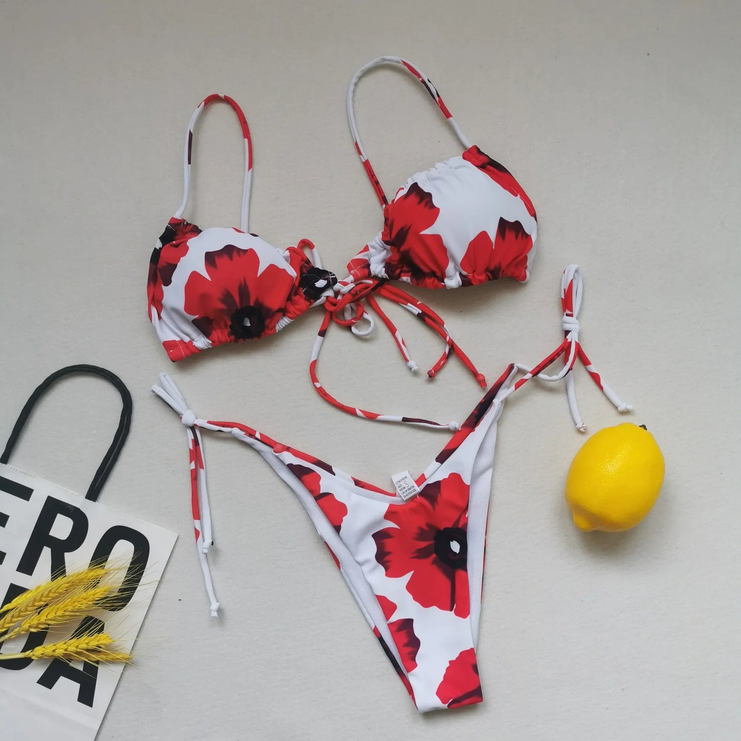 21 Colors Bikini Women Solid Leopard Floral Print Swimwear Swimsuit Female Bandage Strap Beach Bikinis Set Bathing Suit