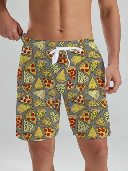 Fashion Fast Food Beach Shorts Men Cool Hawaiian Vacation Swim Trunks 3D Printing Snack Short Pants Summer Surf Board Shorts