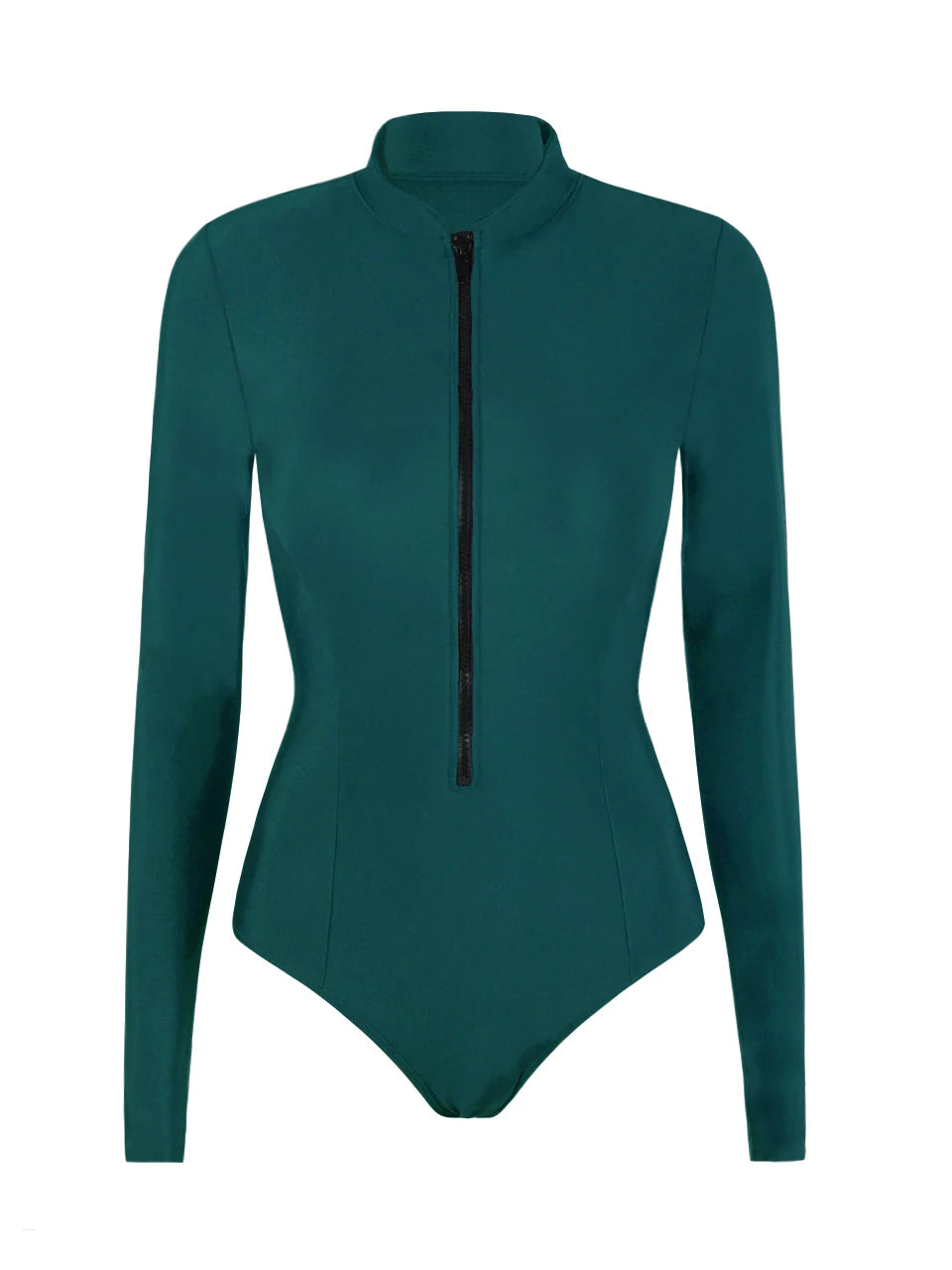 Rash Guard Swimsuit Women With Zipper Solid Long Sleeve Surfing Swimwear Female Bather Bathing Swimming Suit Beachwear