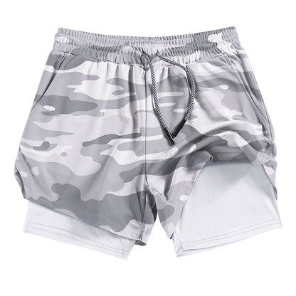 Men's Summer double-deck Quick Dry Gym Athletic Workout Casual Shorts Comes in Many Colors with Compression Liner and Towel Loop