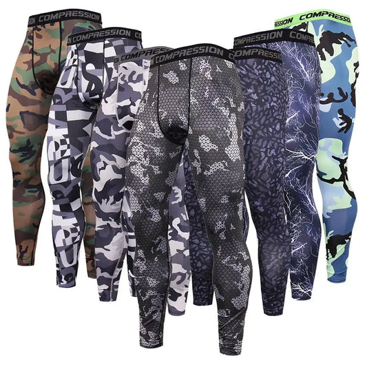 Men Camouflage Tights Man Fitness Compression Pants Quick-drying Rashguard Elastic Leggings for Gym Training