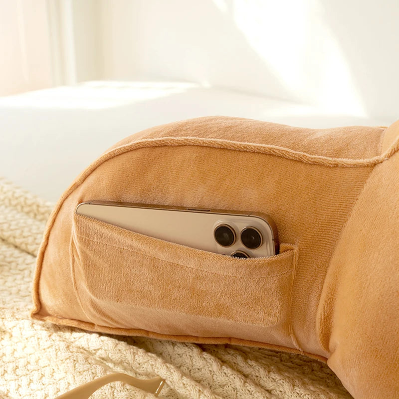 Large Reading Pillow Bed Rest Pillow with Detachable Neck Roll for Sitting in Bed or Couch Back Pillow for Watching TV/Gaming