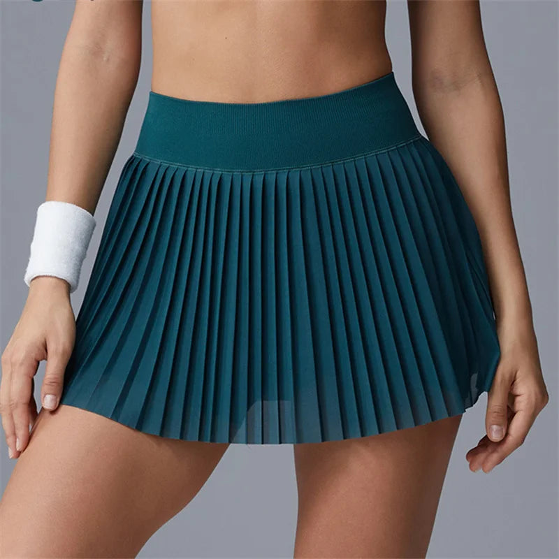 2PCS Seamless Sport Bra Women Anti Shorts Yoga Set Tracksuit Chiffon Running High Waist Skirt Fitness Active Suits Wear