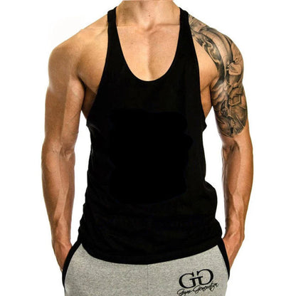Summer 100% Cotton Bodybuilding Muscle Stringer Tank Top Men Fitness Workout Y BACK Vest