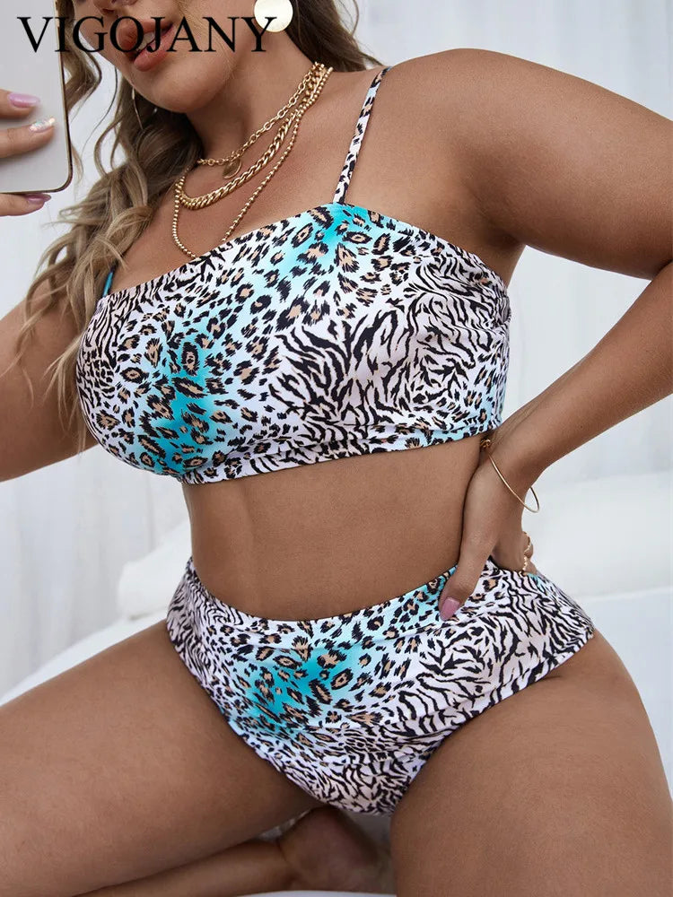 High Waist Plus Size Bikini Women Strapped Push Up Swimsuit Backless Beach Bathing Suit Summer Beachwear