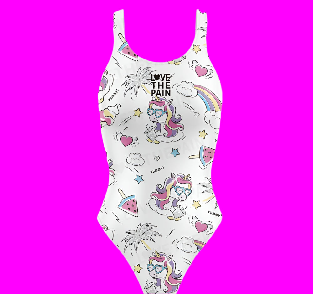 Love The Pain Unicorn One Piece Swimsuit Women Swimwear Bathing Suit Swim Suit Beach Wear Bodysuit