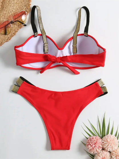 Underwired Push Up Bikini Women Swimsuit Female Swimwear Two-pieces Bikini set With Bra Cup Bather Bathing Suit Swim Beachwear