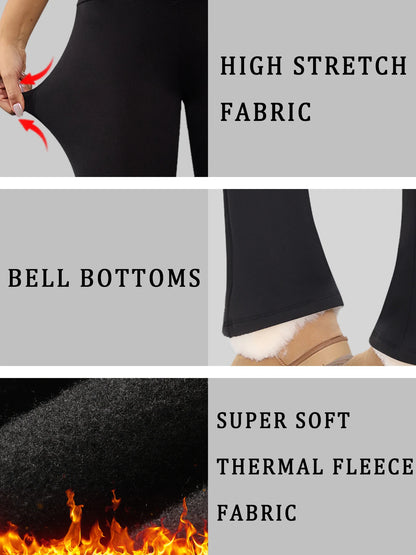 High Waisted Fleece lining Flare Leggings for Women - Super Soft Pants with Tummy Control, Perfect for Yoga Practice