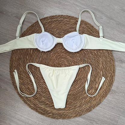 Micro Push Up Bikini Women Swimsuit Swimwear Thong Bikinis Set Brazilian Beachwear Pearl Bathing Suit Biquini Female