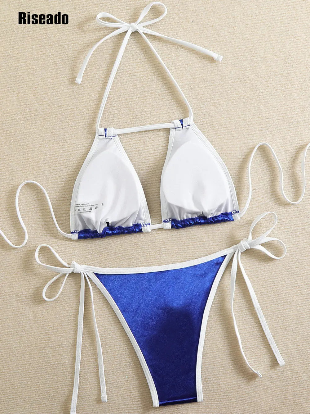 Glossy Bikini Sets 2 Pcs Swimwear G-String Bottom Swimsuit Micro Bikinis for Women