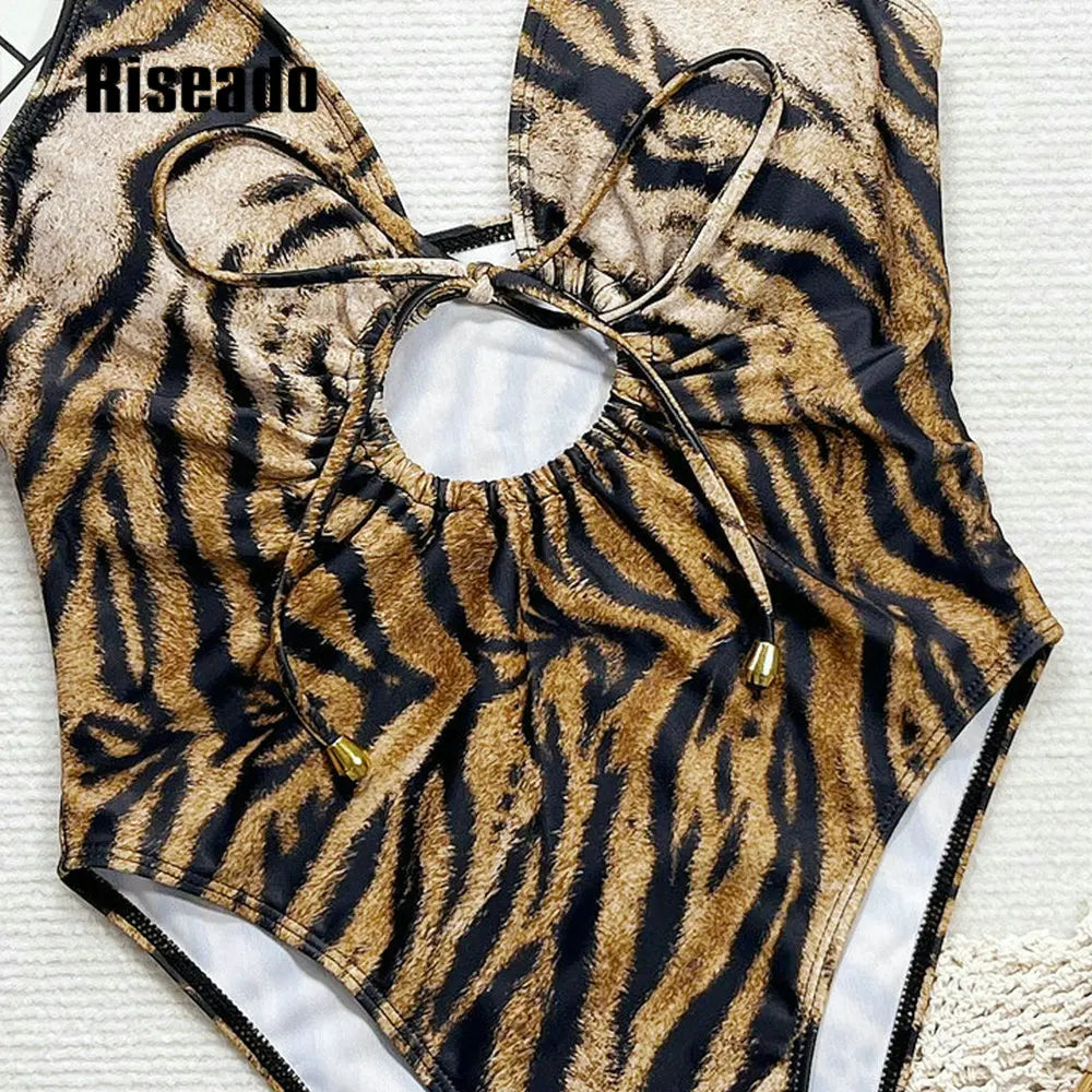 Women's One Piece Swimsuit Plunging V Neck Bathing Suits Halter  Adjustable Strap