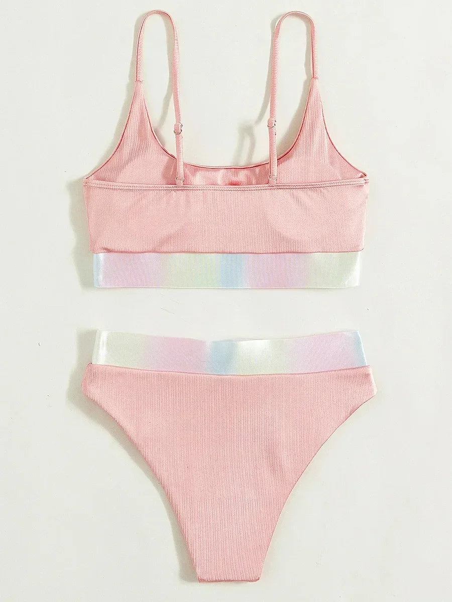 Shiny Sparkling Bikinis Women Swimsuit High Waist Bikini Female Swimwear Two Pieces Bikini Set Bathing Suit Swim Beach Wear