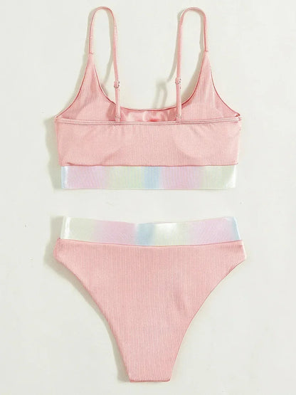 Shiny Sparkling Bikinis Women Swimsuit High Waist Bikini Female Swimwear Two Pieces Bikini Set Bathing Suit Swim Beach Wear