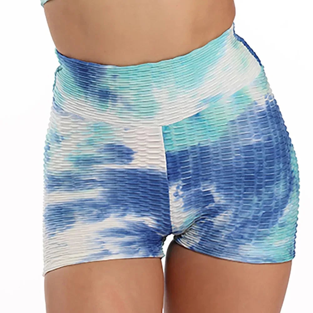 High Waist tie-dye Yoga Shorts Marble Scrunch Butt Biker Shorts Leggings Gym Fitness Pants Running Stretch Training Pants