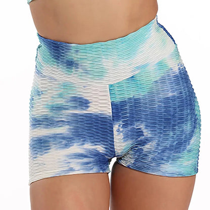 High Waist tie-dye Yoga Shorts Marble Scrunch Butt Biker Shorts Leggings Gym Fitness Pants Running Stretch Training Pants