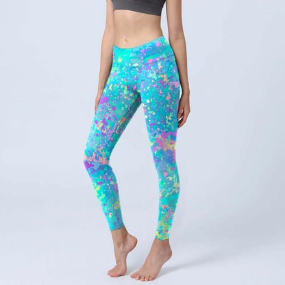High Waisted Yoga Pants Leggings for Women Bamboo Print Workout Tights Non-See Through Gym Fitness Running Athletic Wear