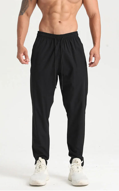 Men Gym Jogging Sport Pants Thin Loose Quick-Dry Long Exercise Clothing Zipper Pockets Training Bodybuilding Trouser Marathon