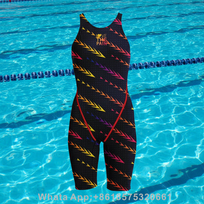 Competition Training Back Tech Suit Swimsuit Neck To Knee Women's Open Back Comfort Straps Swimsuit One-piece Jumpsuit Swimsuit