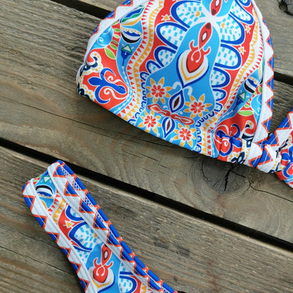 Brazilian Bikini Set Women Print Biquini Female Cut Bikinis Swimwear Push Up Swimsuit Bath Suit