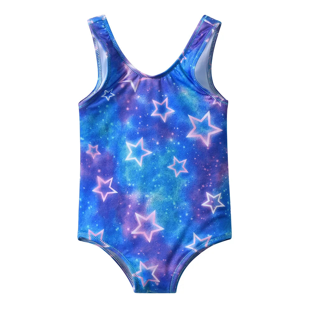 DXTON Girls Star Print Swimwear Girls Summer Vacation Beachwear Bathing Suits One Piece Fashion Cute Bikini for 3 to 10 Years