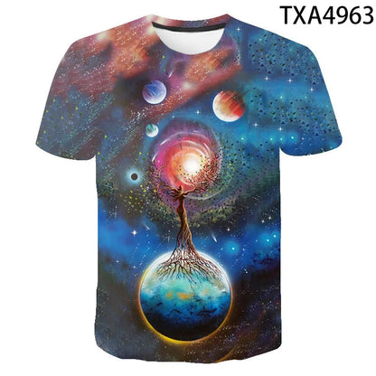 Cosmic Planet Space Galaxy 3d Printing Men's Ladies Children's Casual T-shirts Starry Cool Tops Fashion Street Light Sports
