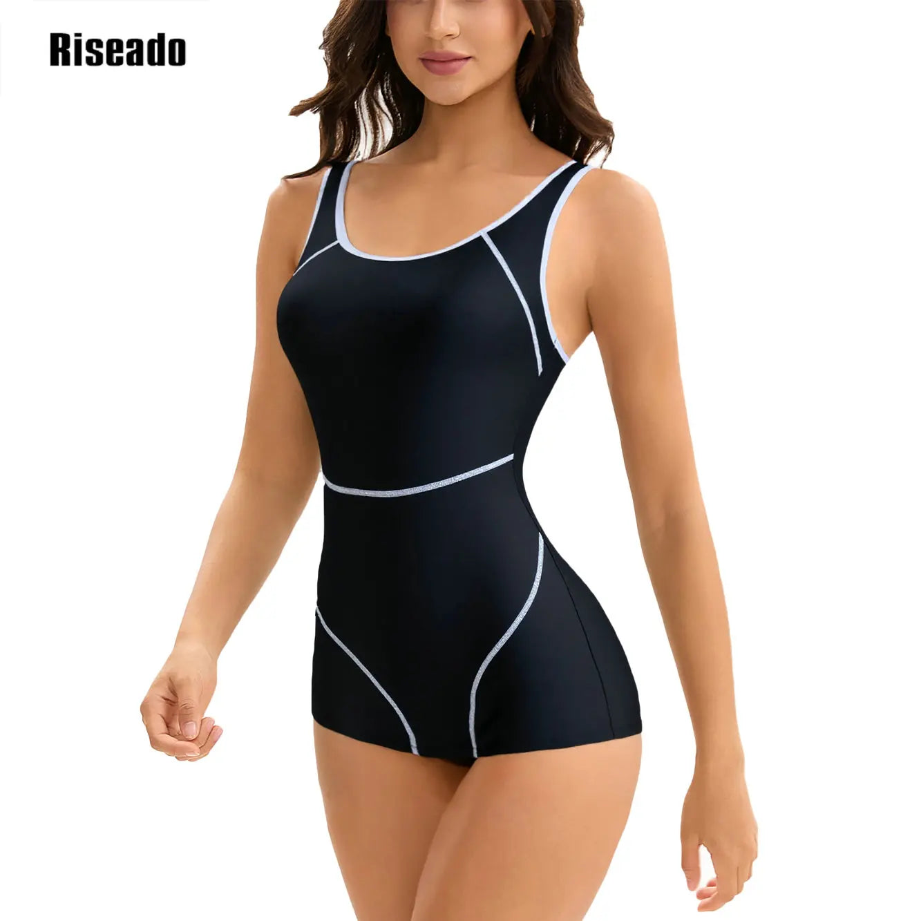 Boyleg One Piece Swimsuit Racerback Athletic Boyshort Bathing Suit for Girls Beach- Pool Wear