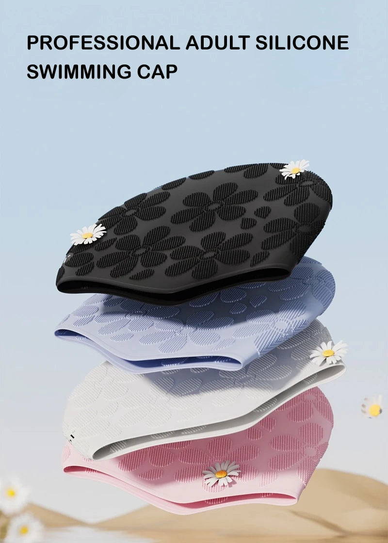 Granular Pattern Silicone Swimming Cap Women Men Non-slip Durable Flexible Pool Swim Hat Bonnet De Natation Femme