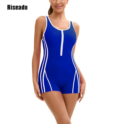 Swimsuit for Women Abdomen Control Boyleg Sport One Piece Beachwear Athletic Cross Back Swimwear Training Bathing Suit
