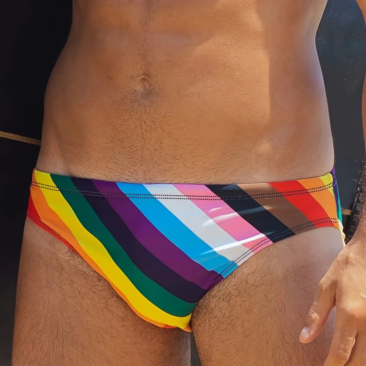 Printed Low Waist Triangle Men's Swimsuit Anti-Embarrassment Swimming Suit Nylon Polyester Fabric Swimwear