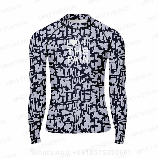 Men's Rash Guards Swimsuit Long Surfing T-Shirt Print Swimming Clothes Elasticity Water Sports Beach UV Protection Swimwear