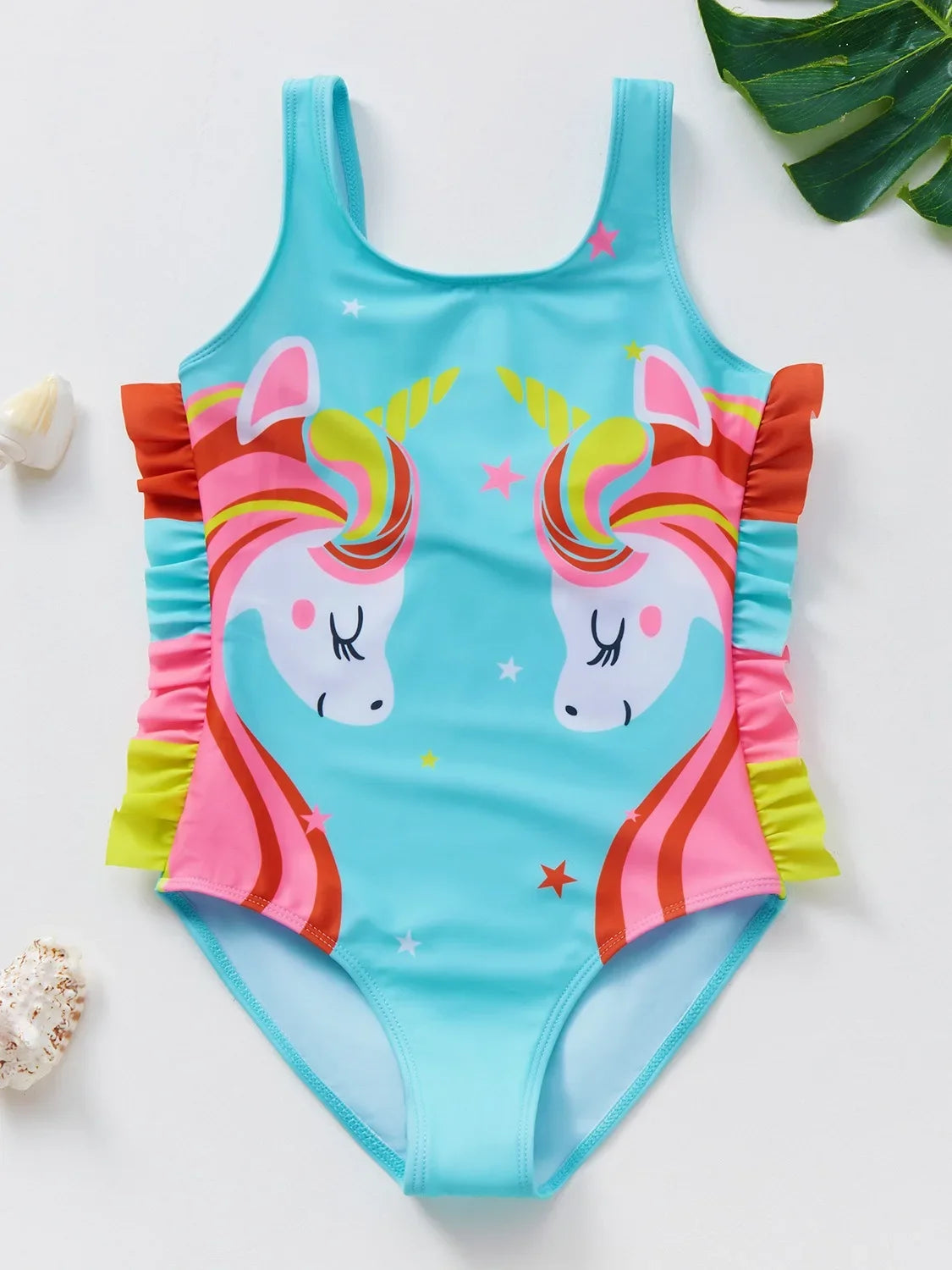 Baby Girl Leopard Print Ruffle Trim One-piece Swimsuit Suitable for Summer Season Soft and Comfortable 3 4 5 6 7 8 Years