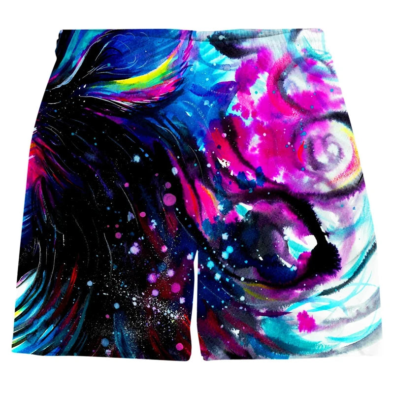 Colorful Psychedelic Graffiti 3D Printed Men Beach Shorts Cool Summer Street Hip Hop Harajuku Y2k Men Kids Hawaiian Short Pants