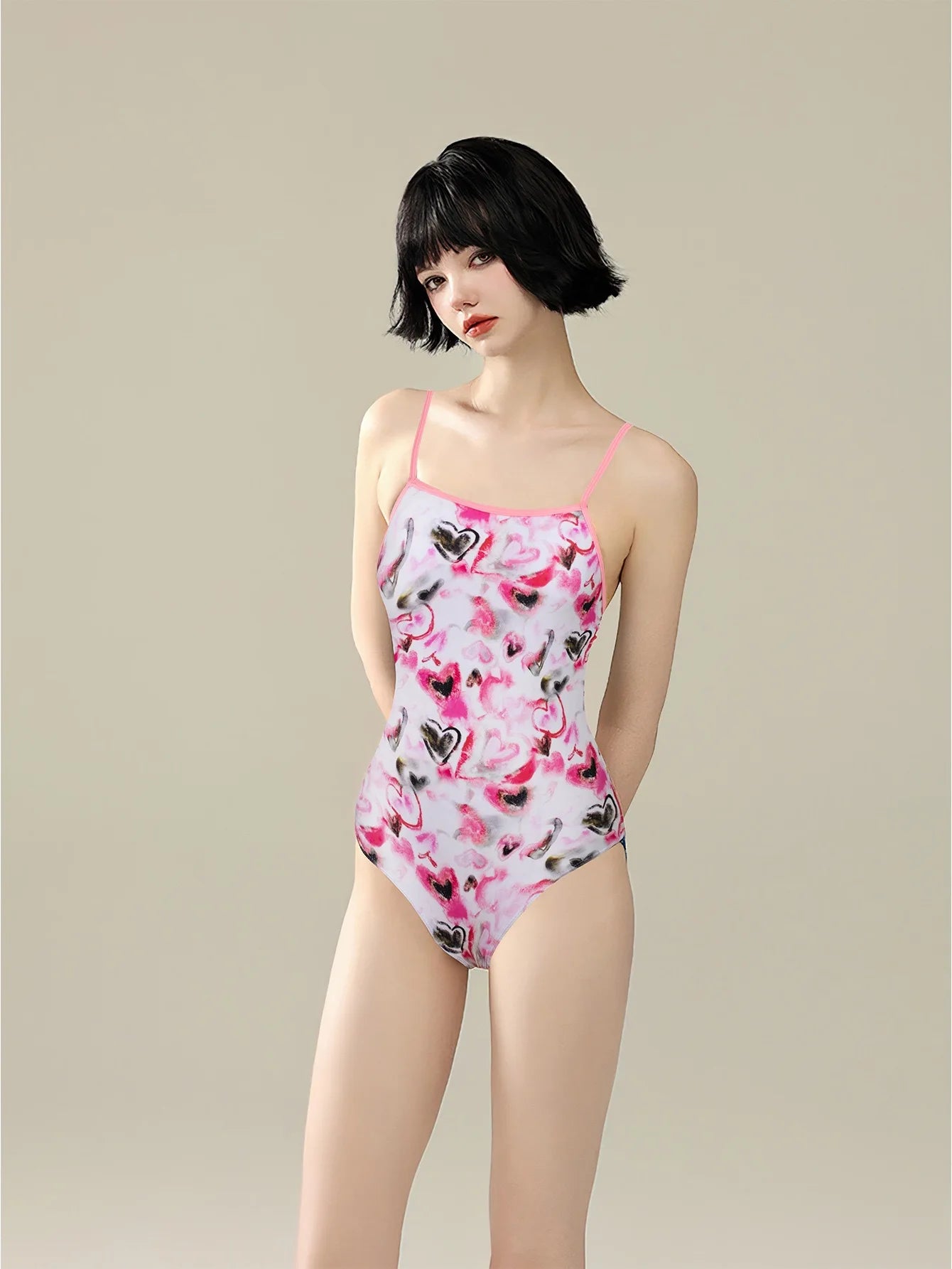 Racing swimsuit women's hot spring swimming pool print one-piece swimsuit nylon high elastic bikini