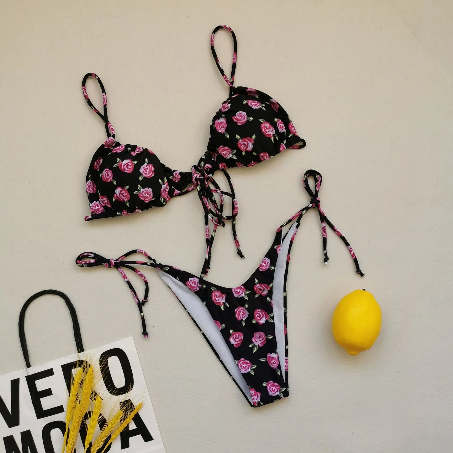 21 Colors Bikini Women Solid Leopard Floral Print Swimwear Swimsuit Female Bandage Strap Beach Bikinis Set Bathing Suit