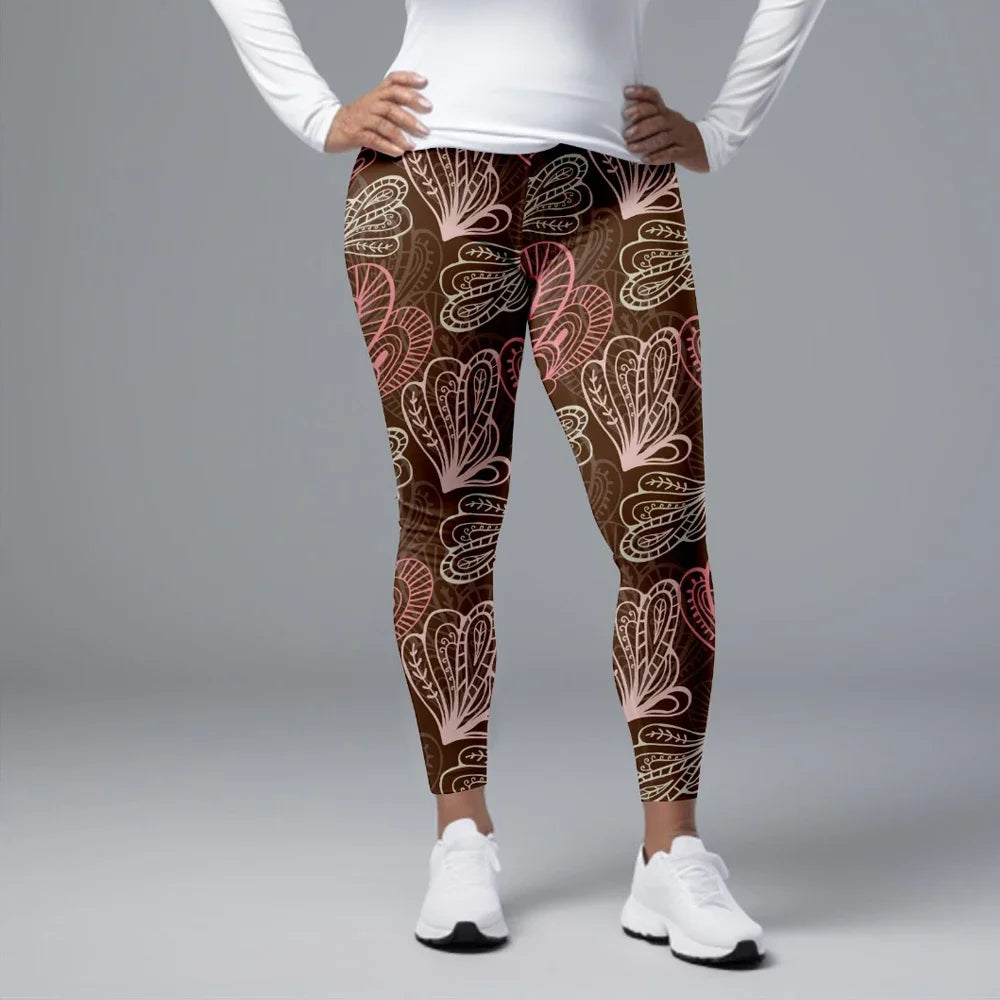 Fitness Leggings High Waist 3D Flowers Pattern Digital Print Casual Trousers Woman's Leggings