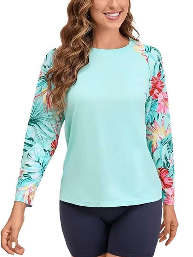 Women Long Sleeve Rashguard Swim Shirts Womens Swimwear Surf Rushguard Top Quality UV-Protection Rush Guard Tops