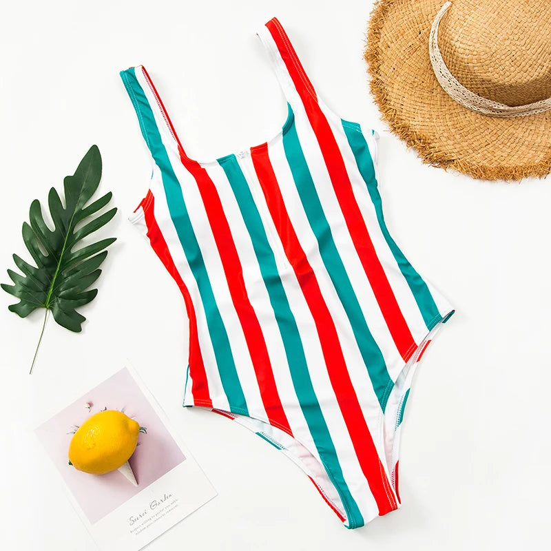 Multi Designs Color Printed Zipper Swimsuit One Piece Swimwear Women Floral Bathers Bathing Swimming Swim Suit Female Beachwear