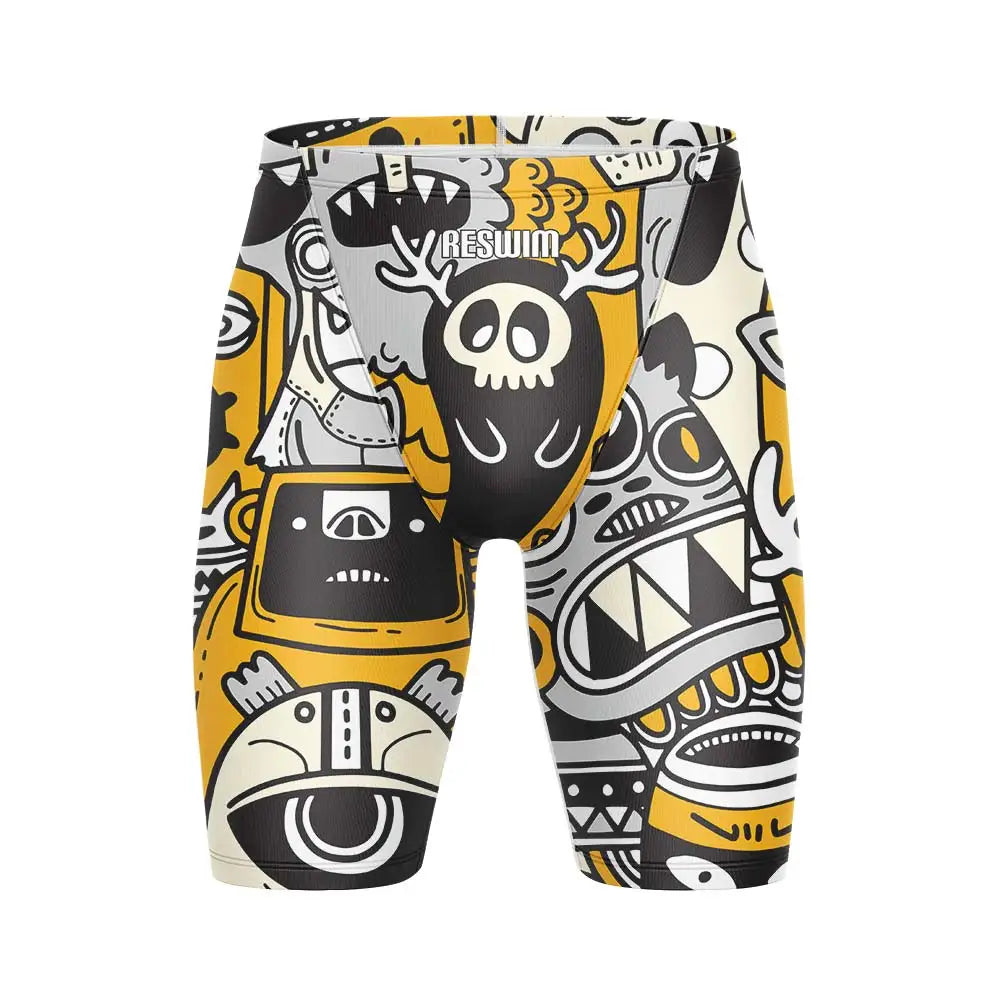 Summer Men's Swim Jammer Athletic Training Swimsuit Swimming Trunks Beach Pool Tights Shorts Quick Dry Running Surfing Pants