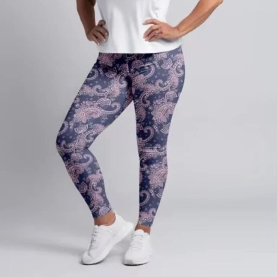 Women High Waist Elastic Pants Fashion High Waist 3D Print Fitness Yoga Gym Leggings