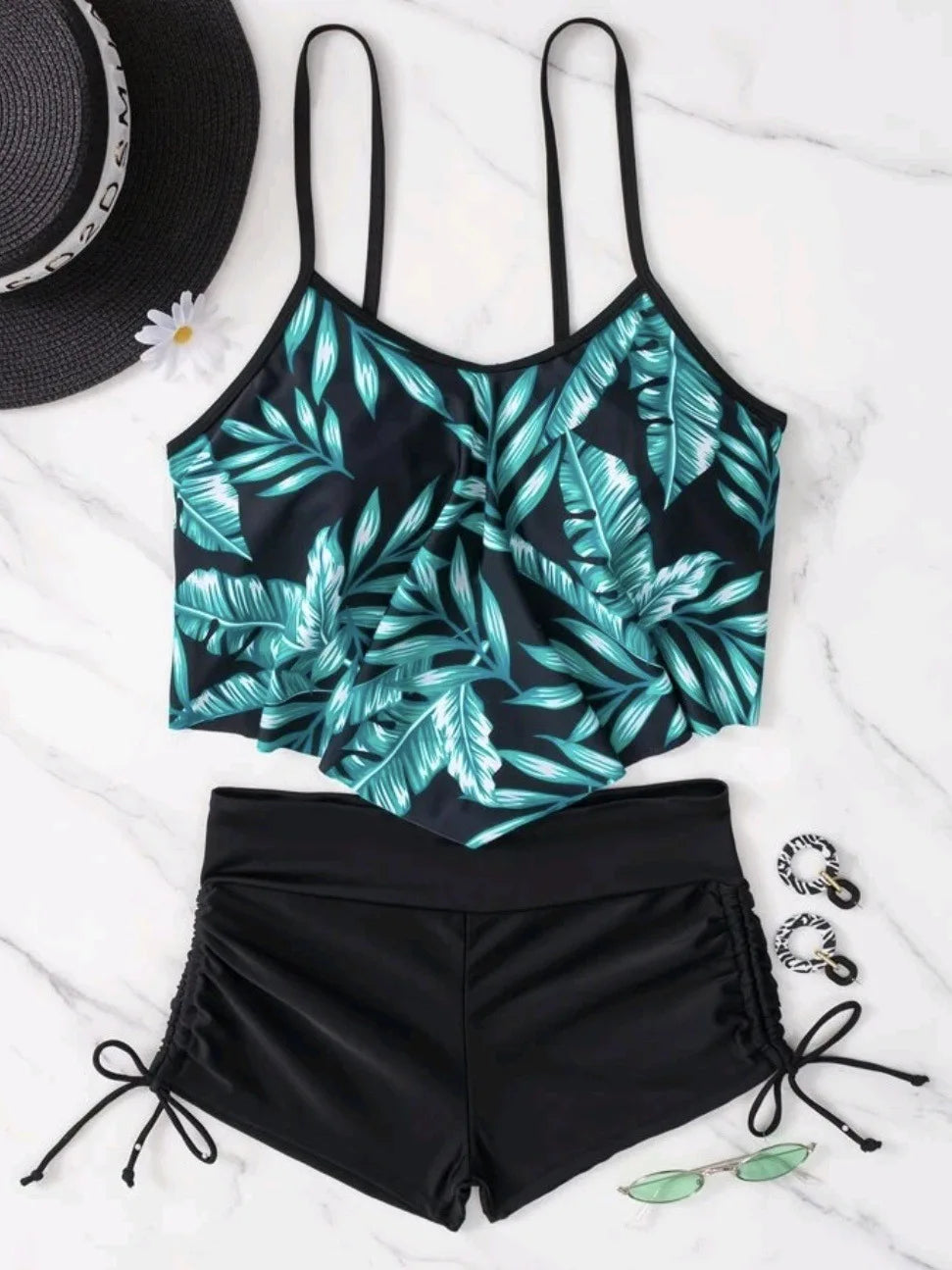 Ruffle Sports Bikini Set Two Piece Swimsuit Women With Shorts Swimwear Female Bathing Swimming Suit Beach Wear Summer
